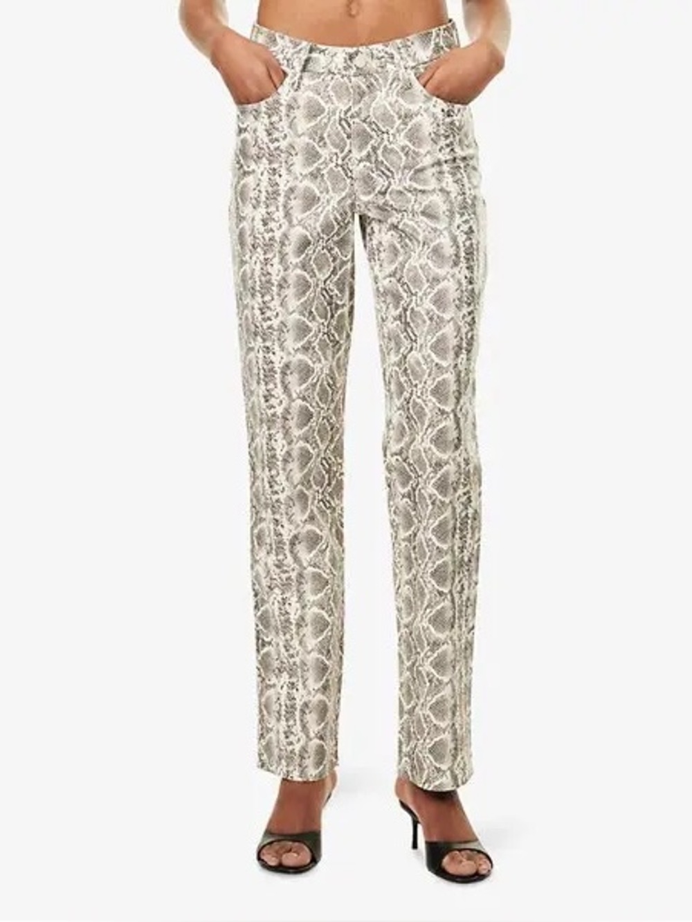 Good American Python Snakeskin Faux Leather High Waist Y2K Straight Pants 4/27